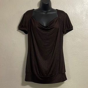 Maurices, size large, chocolate brown blouse, stretchy 0015